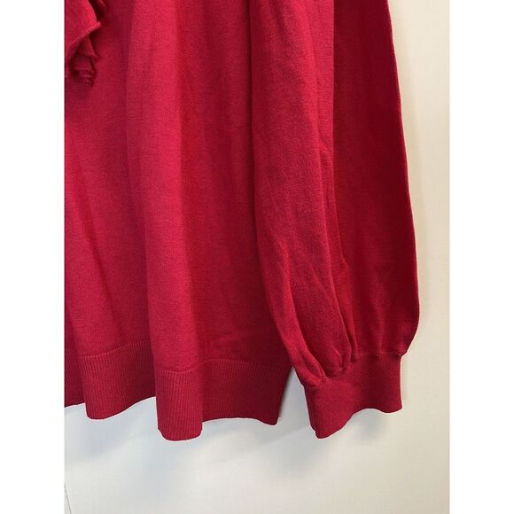 Women's Red Ruffle Sweater - Picture 5 of 6